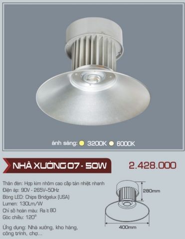  ĐÈN LED NHÀ XƯỞNG ANFACO NHÀ XƯỞNG 07 LED 50W 