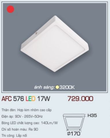  Đèn led ốp trần anfaco afc 576 led 17w 