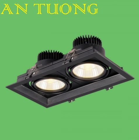  đèn led spotlight âm trần xoay chiếu điểm đôi 2 bóng 2x10w - đen 