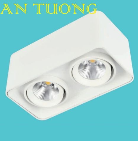  đèn lon led đôi 2 bóng xoay chiếu điểm ốp nổi 2 bóng LED COB 10w x 2 