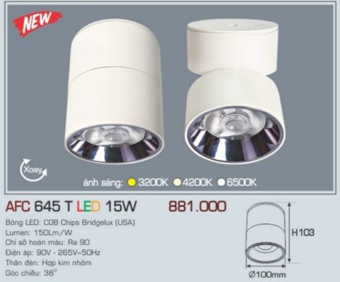  Đèn lon led ốp trần anfaco afc 645t led 15w 