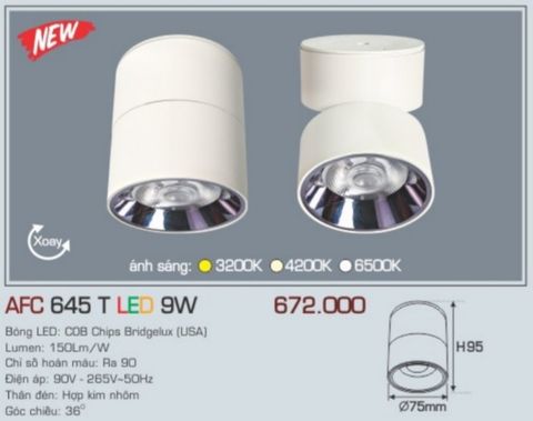  Đèn lon led ốp trần anfaco afc 645t led 9w 