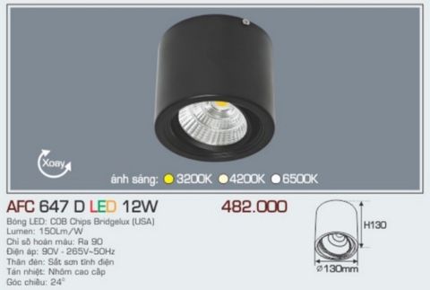  Đèn lon led ốp trần anfaco afc 647d led 12w 