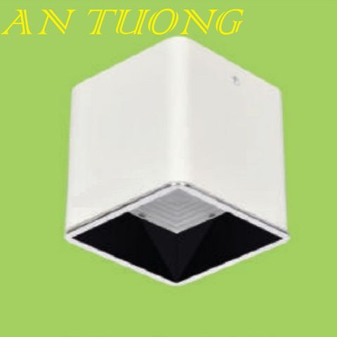  đèn lon led vuông ốp trần, ốp nổi 9w viền trắng 