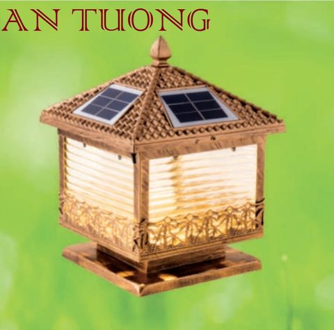  đèn trụ cổng năng lượng măt trời kích thước đèn 250x250mm, 25x25cm 01 