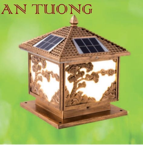  đèn trụ cổng năng lượng măt trời kích thước đèn 250x250mm, 25x25cm 02 