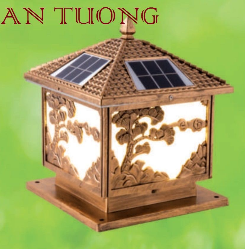 đèn trụ cổng năng lượng măt trời kích thước đèn 300x300mm, 30x30cm 02