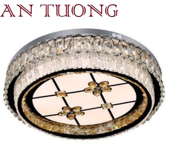 đèn mâm ốp trần pha lê led trang trí phòng khách, nhà phố, biệt thự cổ điển tân cổ điển 022