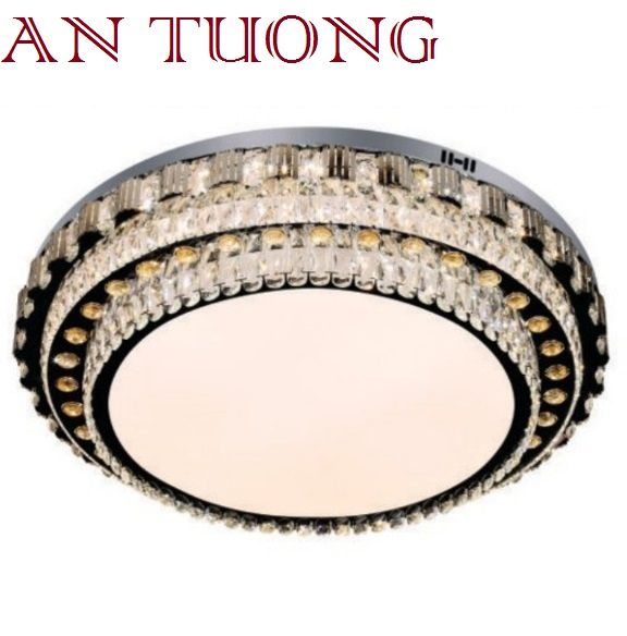 đèn mâm ốp trần pha lê led trang trí phòng khách, nhà phố, biệt thự cổ điển tân cổ điển 025