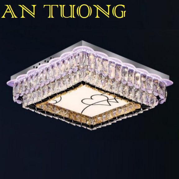 đèn mâm ốp trần pha lê led trang trí phòng khách, nhà phố, biệt thự cổ điển tân cổ điển 045