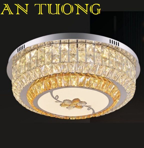 đèn mâm ốp trần pha lê led trang trí phòng khách, nhà phố, biệt thự cổ điển tân cổ điển 050