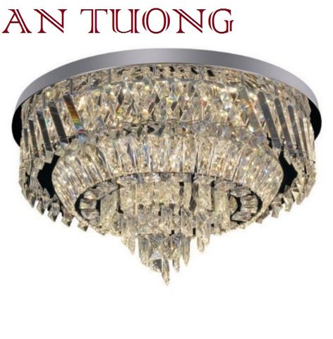  đèn mâm ốp trần pha lê led trang trí phòng khách, nhà phố, biệt thự cổ điển tân cổ điển 054 