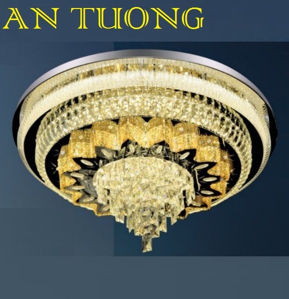 đèn mâm ốp trần pha lê led trang trí phòng khách, nhà phố, biệt thự cổ điển tân cổ điển 055