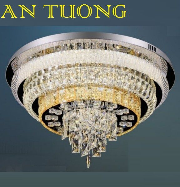 đèn mâm ốp trần pha lê led trang trí phòng khách, nhà phố, biệt thự cổ điển tân cổ điển 057