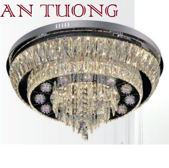 đèn mâm ốp trần pha lê led trang trí phòng khách, nhà phố, biệt thự cổ điển tân cổ điển 066