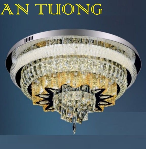 đèn mâm ốp trần pha lê led trang trí phòng khách, nhà phố, biệt thự cổ điển tân cổ điển 082