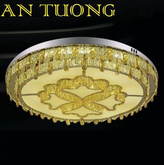 đèn mâm ốp trần pha lê led trang trí phòng khách, nhà phố, biệt thự cổ điển tân cổ điển 083