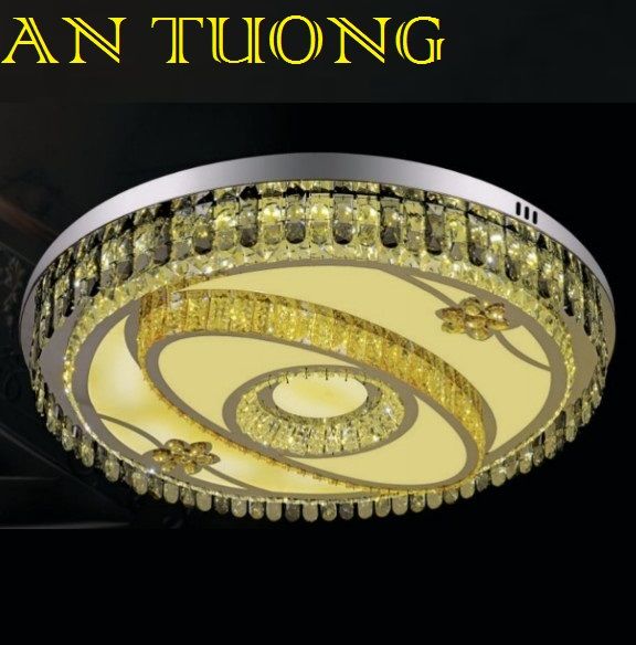 đèn mâm ốp trần pha lê led trang trí phòng khách, nhà phố, biệt thự cổ điển tân cổ điển 087