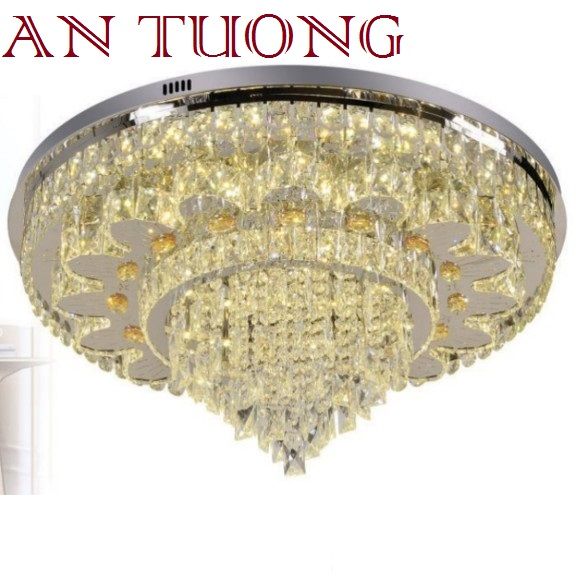 đèn mâm ốp trần pha lê led trang trí phòng khách, nhà phố, biệt thự cổ điển tân cổ điển 094