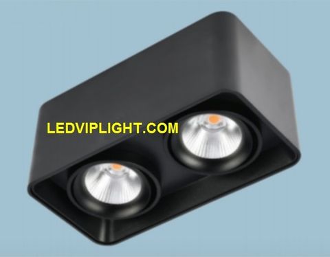  ĐÈN LON LED ĐÔI ỐP TRẦN NỔI (GẮN TRẦN NỔI) XOAY CHIẾU ĐIỂM SPOTLIGHT 2 BÓNG LED COB 2X10W - ĐEN 