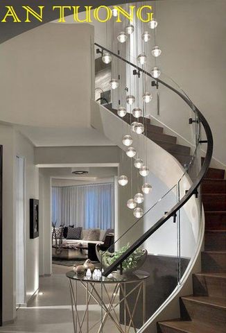  đèn thả thông tầng cầu thang, đèn thả trang trí ô thông tầng phòng khách, thông tầng cầu thang đẹp, hiện đại 043 