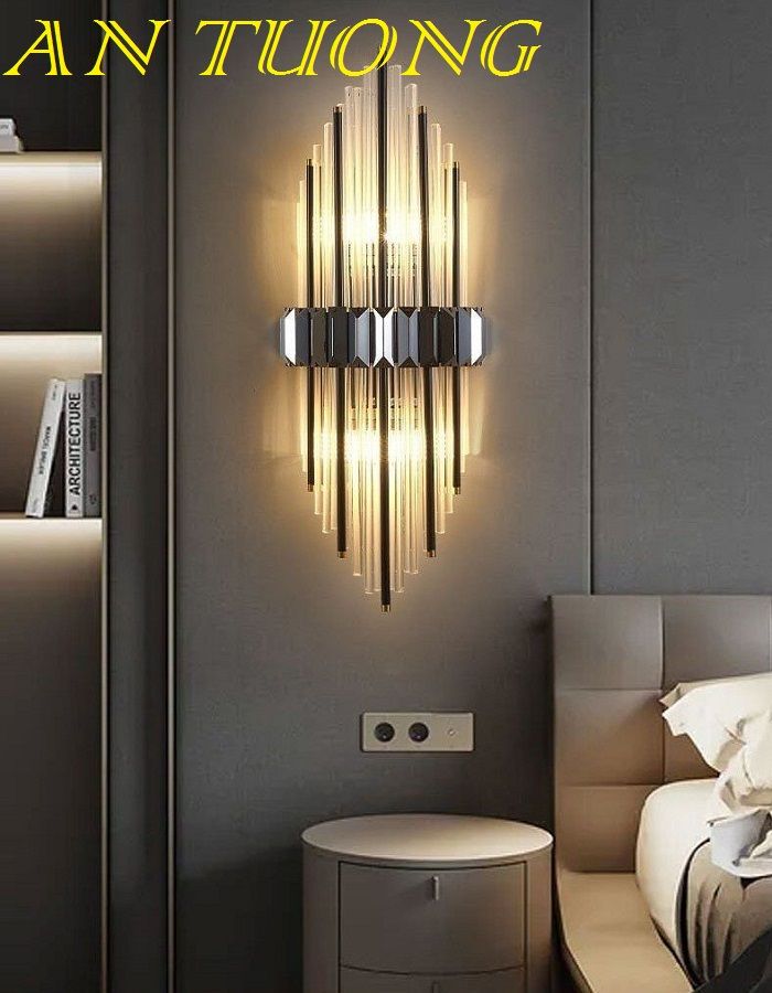 đèn tường pha lê led, đèn gắn tường, treo tường trang trí phòng khách, phòng ngủ căn hộ chung cư đẹp, hiện đại, sang trọng 046