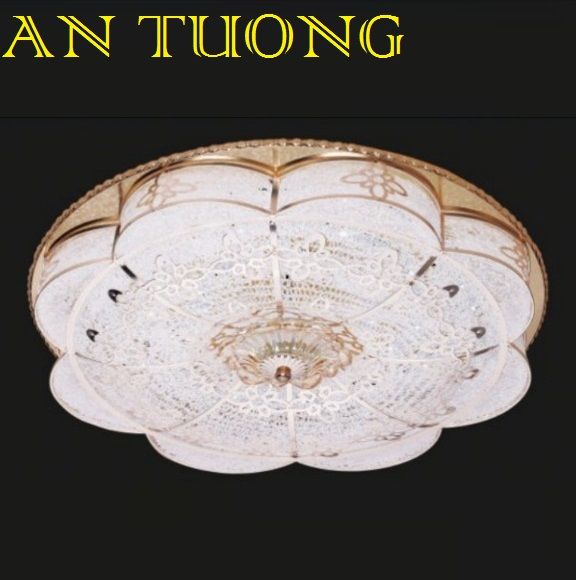 đèn mâm ốp trần pha lê led trang trí phòng khách, nhà phố, biệt thự cổ điển tân cổ điển 07