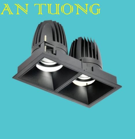  đèn led spotlight âm trần xoay chiếu điểm đôi 2 bóng 12w x 2 góc chiếu 45 độ - đen 