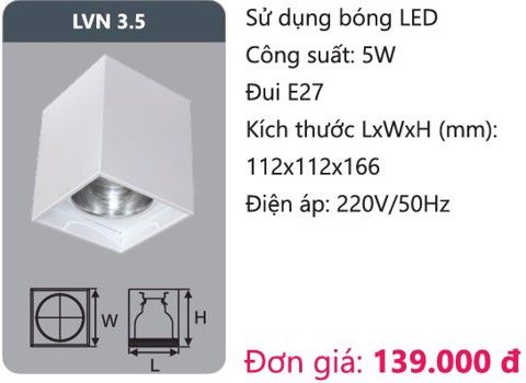  ĐÈN LON GẮN NỔI DUHAL 5W LVN3.5 / LVN 3.5 