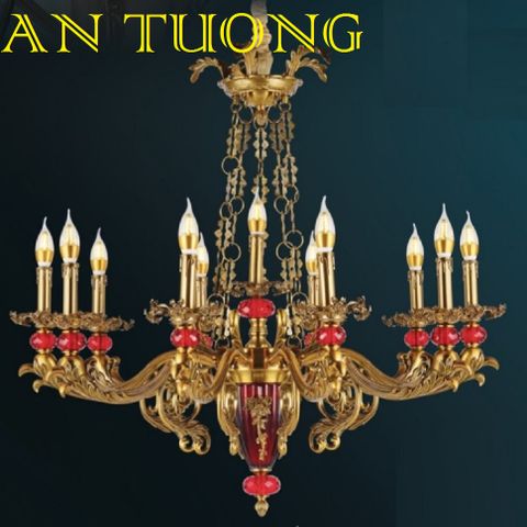  đèn chùm đồng trang trí phòng khách cổ điển, biệt thự cổ điển, tân cổ điển 08 