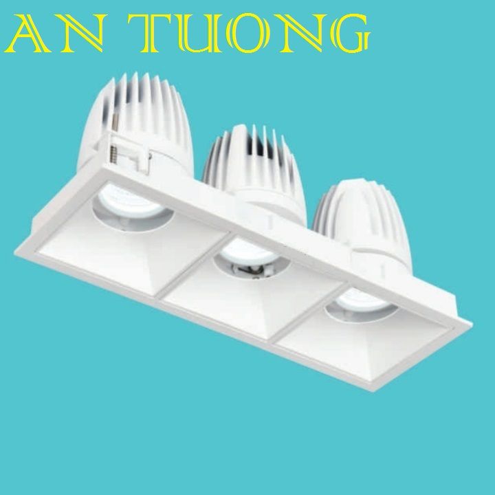 đèn led spotlight âm trần xoay chiếu điểm 3 bóng 12w x 3 góc chiếu 45 độ