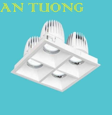  đèn led spotlight âm trần xoay chiếu điểm 4 bóng 12w x 4 góc chiếu 45 độ 