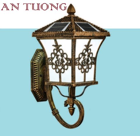  đèn gắn tường trang trí ngoài trời nhà cổ điển, biệt thự cổ điển năng lượng mặt trời 02 