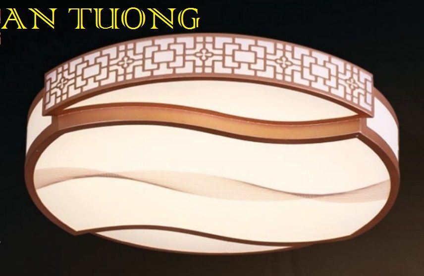 đèn trang trí phòng thờ, đèn ốp trần led gỗ kiểu gỗ trang trí phòng thờ, sảnh thờ 04