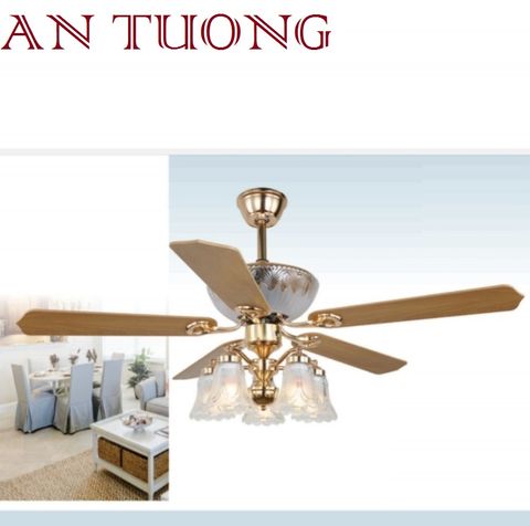  quạt trần đèn cánh gỗ 5 cánh phong cách hiện đại 01 