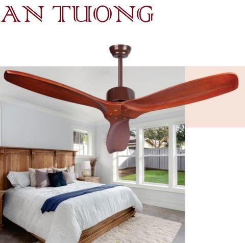  quạt trần đèn cánh gỗ 3 cánh phong cách cổ, cổ điển, cổ xưa 014 indochine 