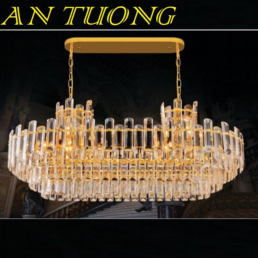 đèn thả bàn ăn pha lê led, đèn thả trang trí bàn ăn pha lê tân cổ điển 017