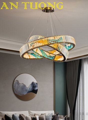  đèn chùm pha lê led trang trí phòng khách đẹp, hiện đại - đèn chùm trang trí căn hộ chung cư 012 