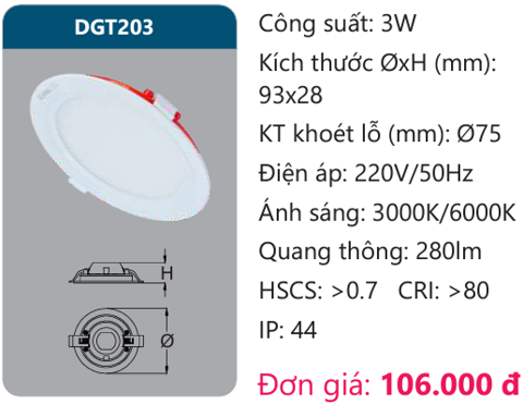 ĐÈN LED ÂM TRẦN DUHAL - LOẠI CAO CẤP 3W