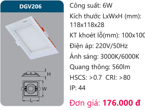 ĐÈN LED ÂM TRẦN DUHAL - LOẠI CAO CẤP 6W - VUÔNG