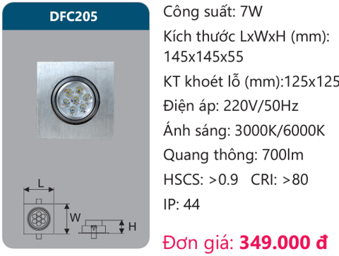  ĐÈN LED ÂM TRẦN CHIẾU ĐIỂM DUHAL 7W DFC205 (DFC 205) 