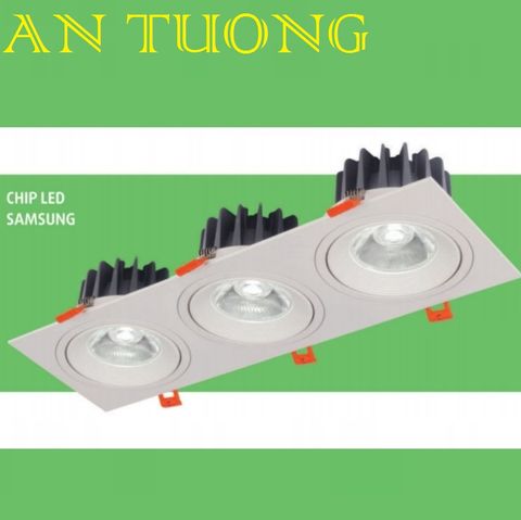  đèn led spotlight âm trần xoay chiếu điểm 3 bóng 3 x 7w - góc chiếu 45 độ ánh sáng trung tính 4200k 