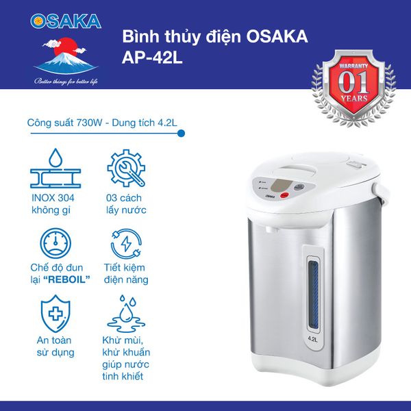 Bình thủy điện Osaka AP42L - Dung tích 4.2 lít