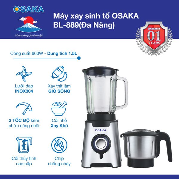 MÁY XAY SINH TỐ OSAKA BL889 - BỘ ĐA NĂNG