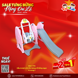 Cầu trượt xích đu kết hợp bóng rổ hồng ngọc 4 trong 1