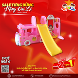 Nhà chơi cầu trượt xe Bus Hello Kitty kết hợp xích đu 4 trong 1