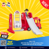 Nhà chơi cầu trượt quây bóng xe Bus London kết hợp xích đu 4 trong 1
