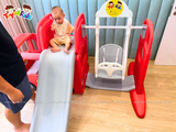 Nhà chơi cầu trượt quây bóng xe Bus London kết hợp xích đu 4 trong 1
