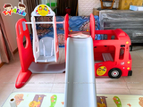 Nhà chơi cầu trượt quây bóng xe Bus London kết hợp xích đu 4 trong 1