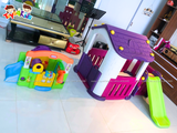 Nhà chơi cầu trượt quây đa năng màu tím
